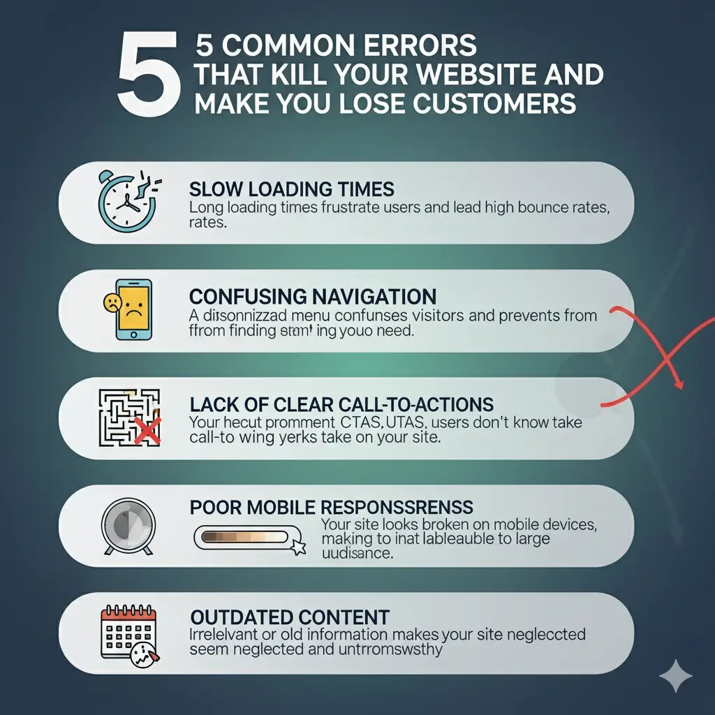 5 Errores Comunes que Matan tu Página Web y Hacen que Pierdas Clientes